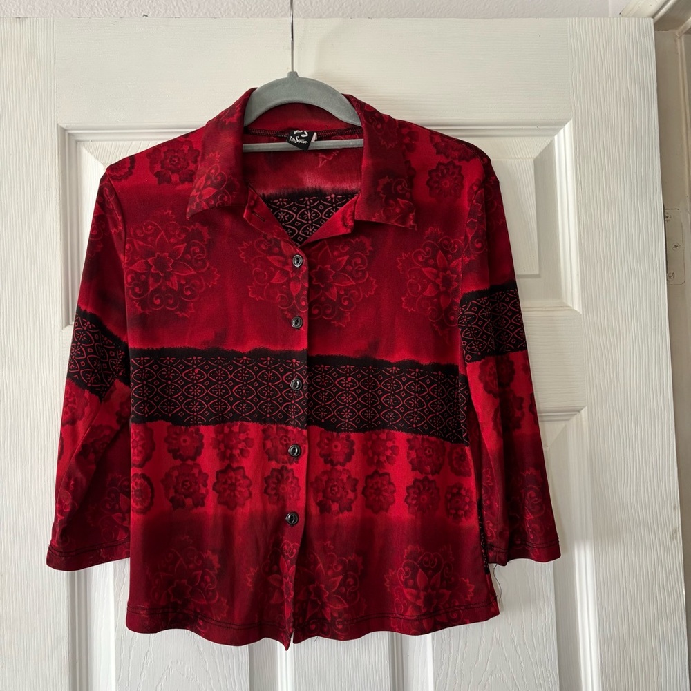 American Vintage Red and Black Button-Down Shirt